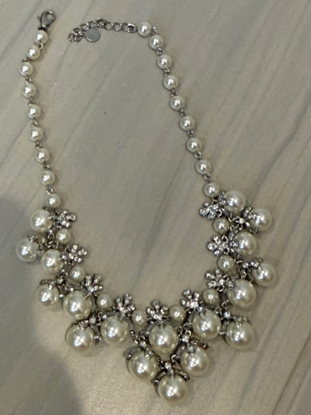Pearl Cluster Statement Necklace - White